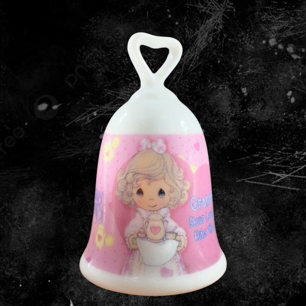 2001 Precious Moments Porcelain Bell Pink Grandma Your Love Hits The Spot Girl